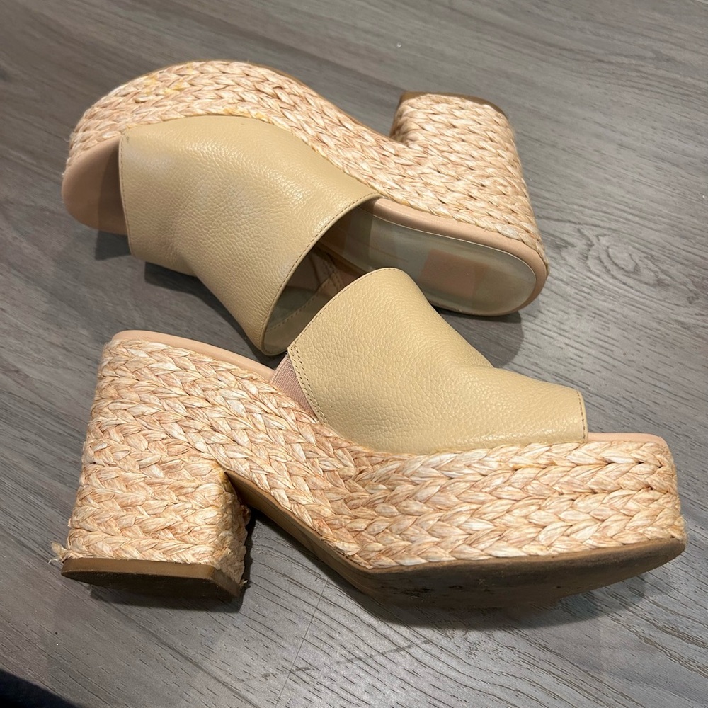 Women's Tan Platform Woven Sandals